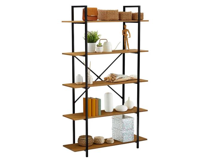 CARO-Möbel Regal Meda Wildeiche, Vintage, 105x178x34 cm, Wohnzimmer, Regale, Bücherregale