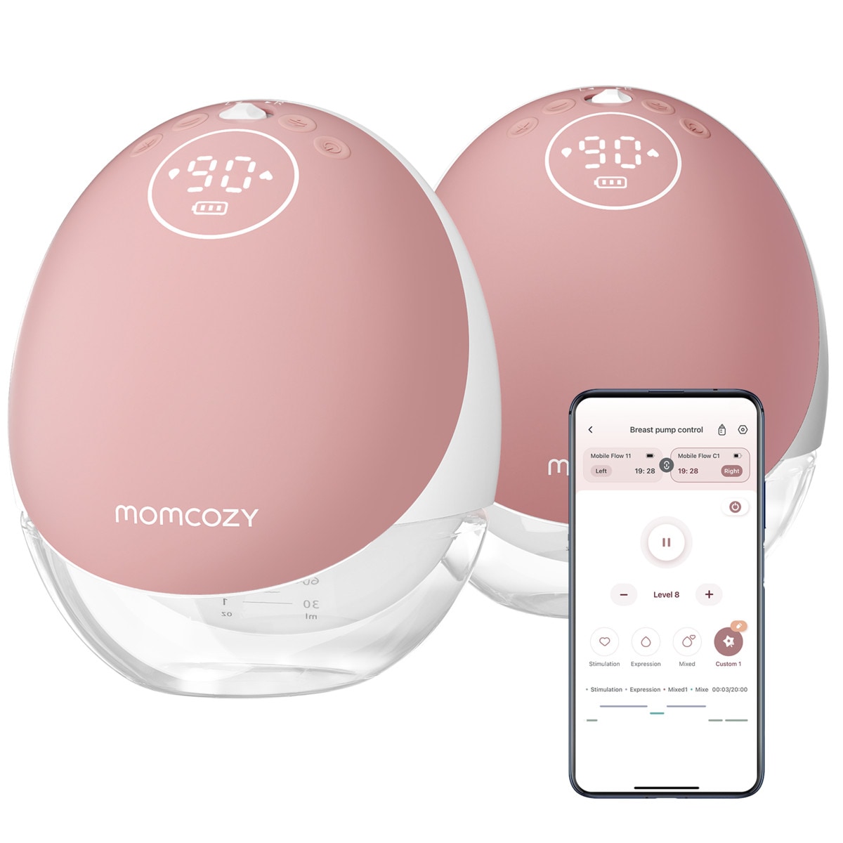 Momcozy M9 Mobile Milchpumpe, Doppel, mit Akku, Aufbewahrungsbox BP225-NR71BA-A