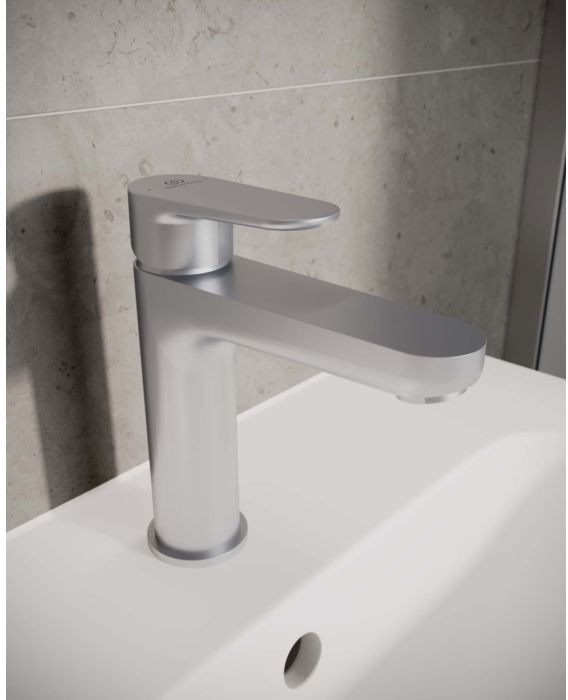 Ideal Standard O Waschtischarmatur BD131SI H120, mit Push-Open-Ventil, silber