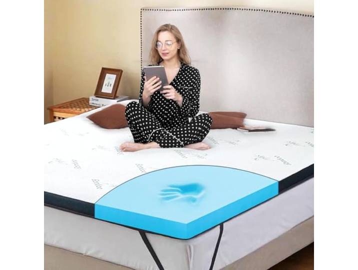 MKS Gel Topper 220x200 H3 Matratzentopper 7cm Memory Foam Bambusbezug für Seiten-, Rücken- & Bauchschläfer, ideal fürs Gästezimmer & Wohnmobil, rutschfeste Unterseite, luftig-frisch