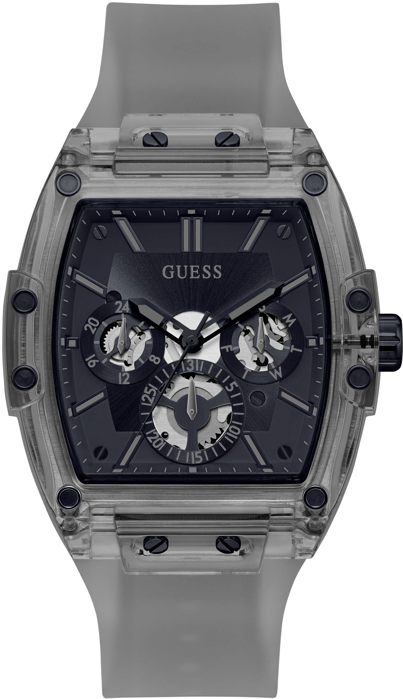 Multifunktionsuhr GUESS "PHOENIX", grau (grau, anthrazit), Armbanduhren, Herren, grau, Armbanduhr, Quarzuhr, Herrenuhr