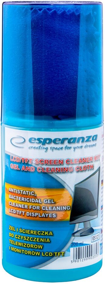 Kit de Limpeza p/ Ecrãs LCD/TFT/Plasma (Spray + Pano de Microfibras) - ESPERANZA