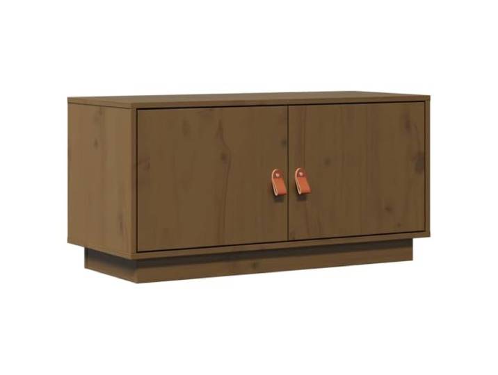 KUPTYERFG TV-Schrank Honigbraun 80x34x40 cm Massivholz Kiefer Lowboard Kompaktes Mediaboard mit Stauraum für Wohnzimmer und Schlafzimmer, robuste Oberplatte für Fotoalben und Zimmerpflanzen.