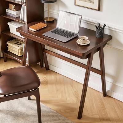 Mid Century Modern Wood Writing Desk with Drawer and A-Frame Legs by GDFStudio