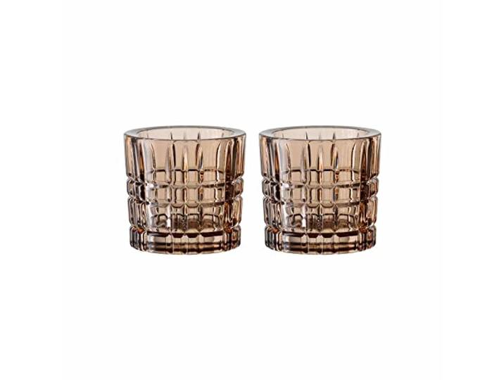 Spiegelau & Nachtmann Square Teelichthalter 2er Set, Tobacco, Höhe: 6,6 cm, Windlicht aus Kristallglas, 104902