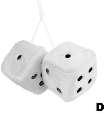 Of Wheels Deals Fuzzy Pink Plush Dice, Retro Hanging Mirror Dices, Cute Square Plush Ornament For Car Interior Or Kids Room white