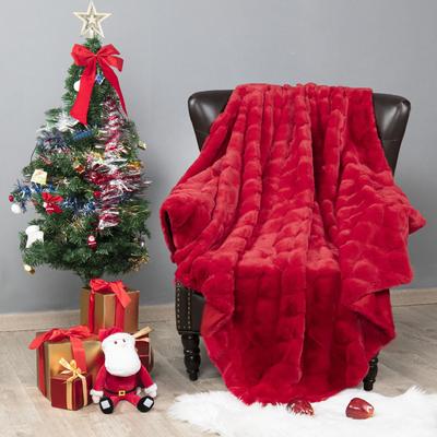 Home Soft Things "Christmas jacquard imitativerabbit fauxfur throw 50""x60"""