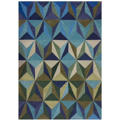 Wollteppich FLAIR RUGS "Reverie", blau, B:120cm H:10mm L:170cm, Wolle, Teppiche, Geometrischer Teppich Reverie aus Wolle