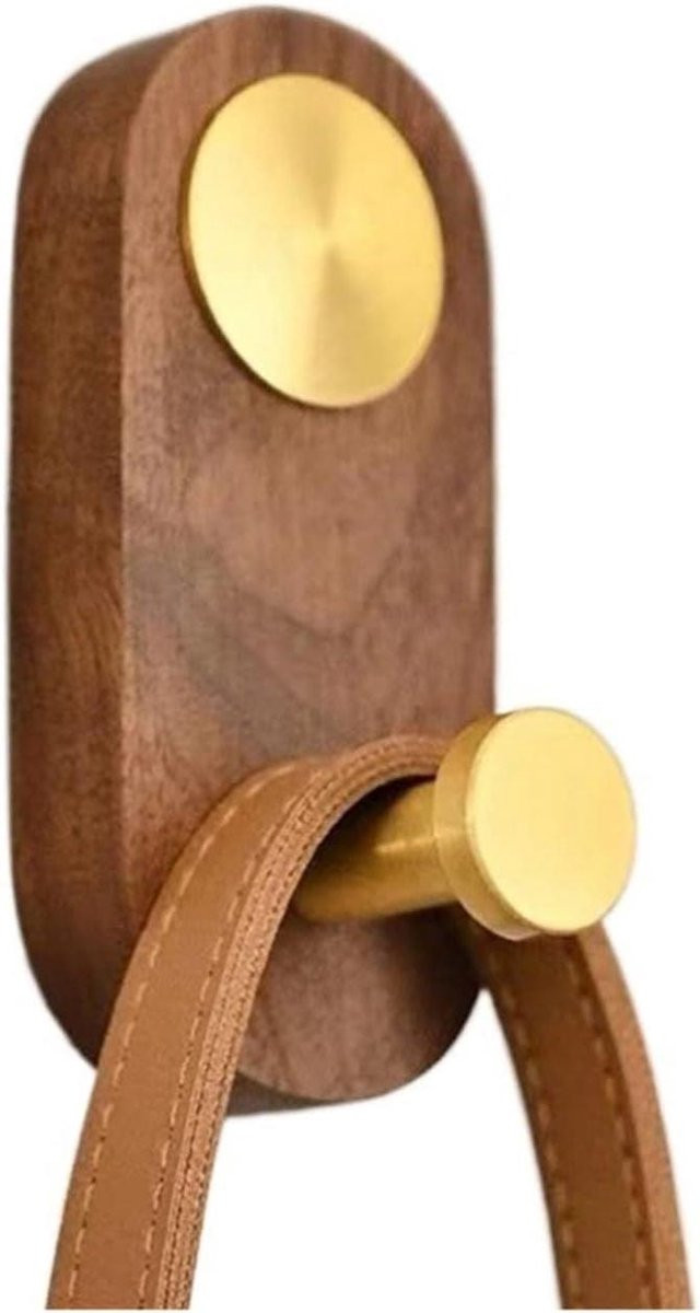 Decoratieve houten wandhaak voor jassen in walnootkleur
