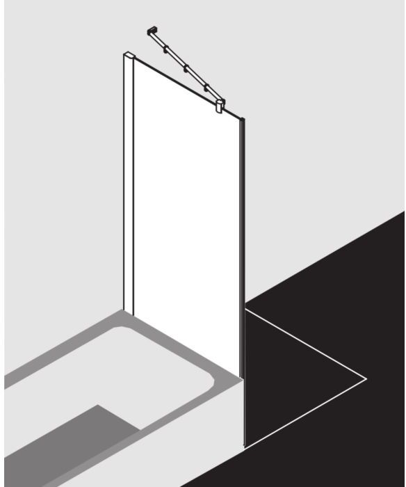 Kermi Pasa XP Seitenwand verkürzt neben Badewanne PXTVD08016VYK 80x160cm, silber glanz, ESG SR OpacoClean