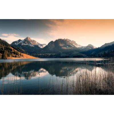 Fototapete PAPERMOON "Photo-Art FRANZ ENGELS, MAGISCHE STIMMUNG BEI SCHWARZSEE (SCHWEIZ)", bunt, B:4m L:2,6m, Vlies, Tapeten