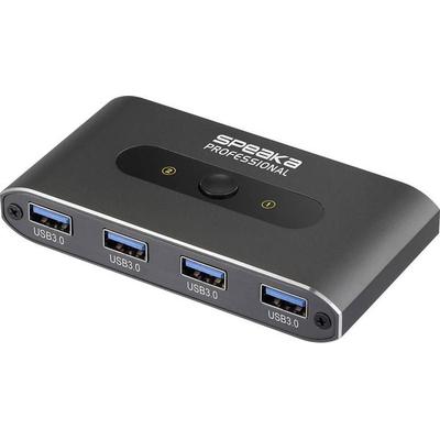 SpeaKa Professional 2 Port USB 3.2 Gen 1-Umschalter (USB 3.0) Grau