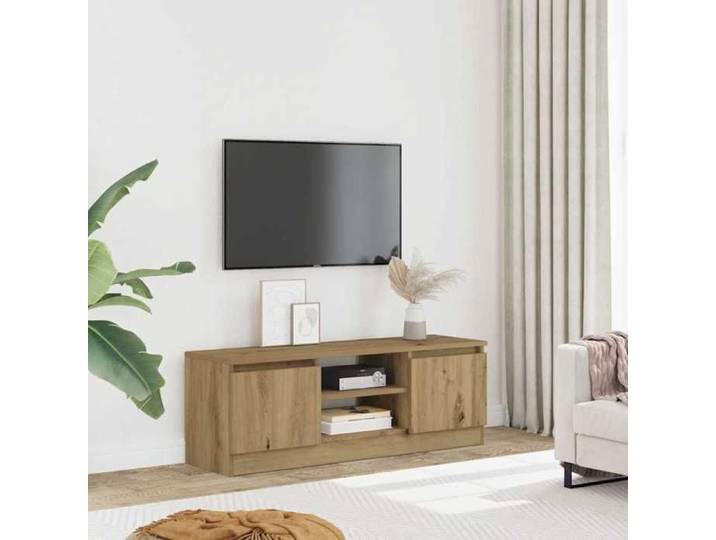 Meuble TV chêne artisanal 102x30x36 cm bois d'ingénierie support TV armoire média armoire hifi unité TV meuble 855855