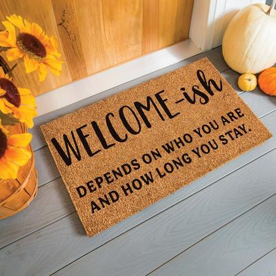 Evergreen Black and Brown 16 in. x 28 in. Nature Coir Welcome-ish Door Mat