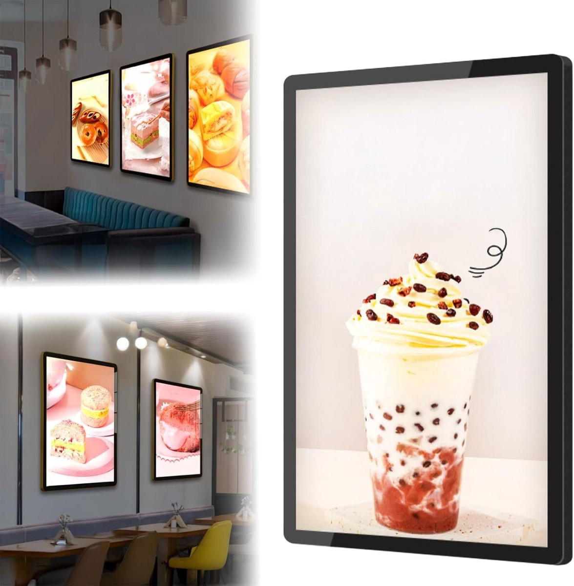 LED Posterlijst Lichtbak Display Zwart 50 x 70 cm