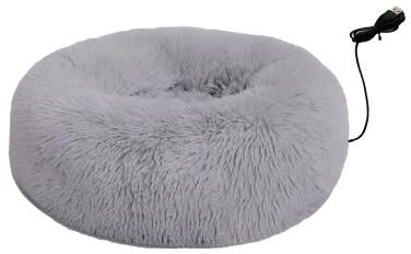 Inspire Select Winter USB Heated Pet Bed Constant Temperature Coral Fleece Cat & Small Dog Bed light Gray 19.7 In