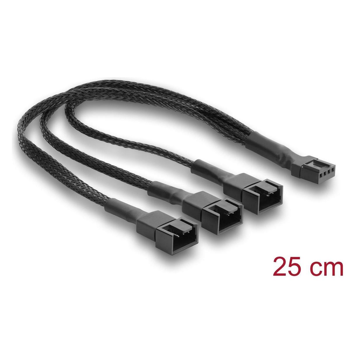 Delock Lüfterkabel Splitter 1 x 4 Pin PWM Buchse zu Stecker (25 cm) (91366)