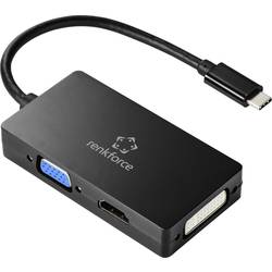 Renkforce RF-4633066 USB-C® / HDMI / DVI / VGA Adapter [1x USB-C® Stecker - 1x VGA-Buchse, HDMI-Buchse, DVI-Buchse 24+5pol.] Schwarz