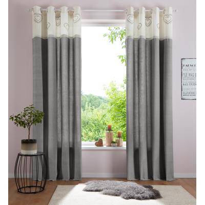 Gardine OTTO HOME "Louis" Gr. 5, grau, B:140cm H:245cm, Baumwolle (Bio-Baumwolle), Gardinen, Gardine, halbtransparent, aus Bio-Baumwolle, einseitig bedruckt