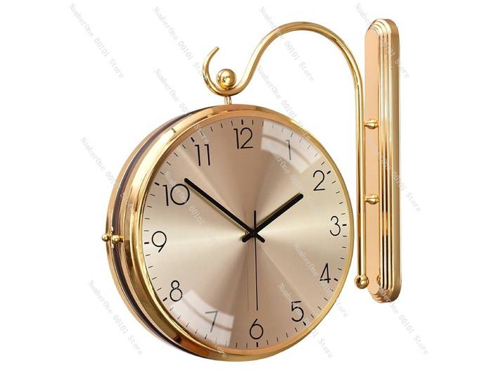 Horloge murale Double face légère et luxueuse, personnalité Simple, à la mode