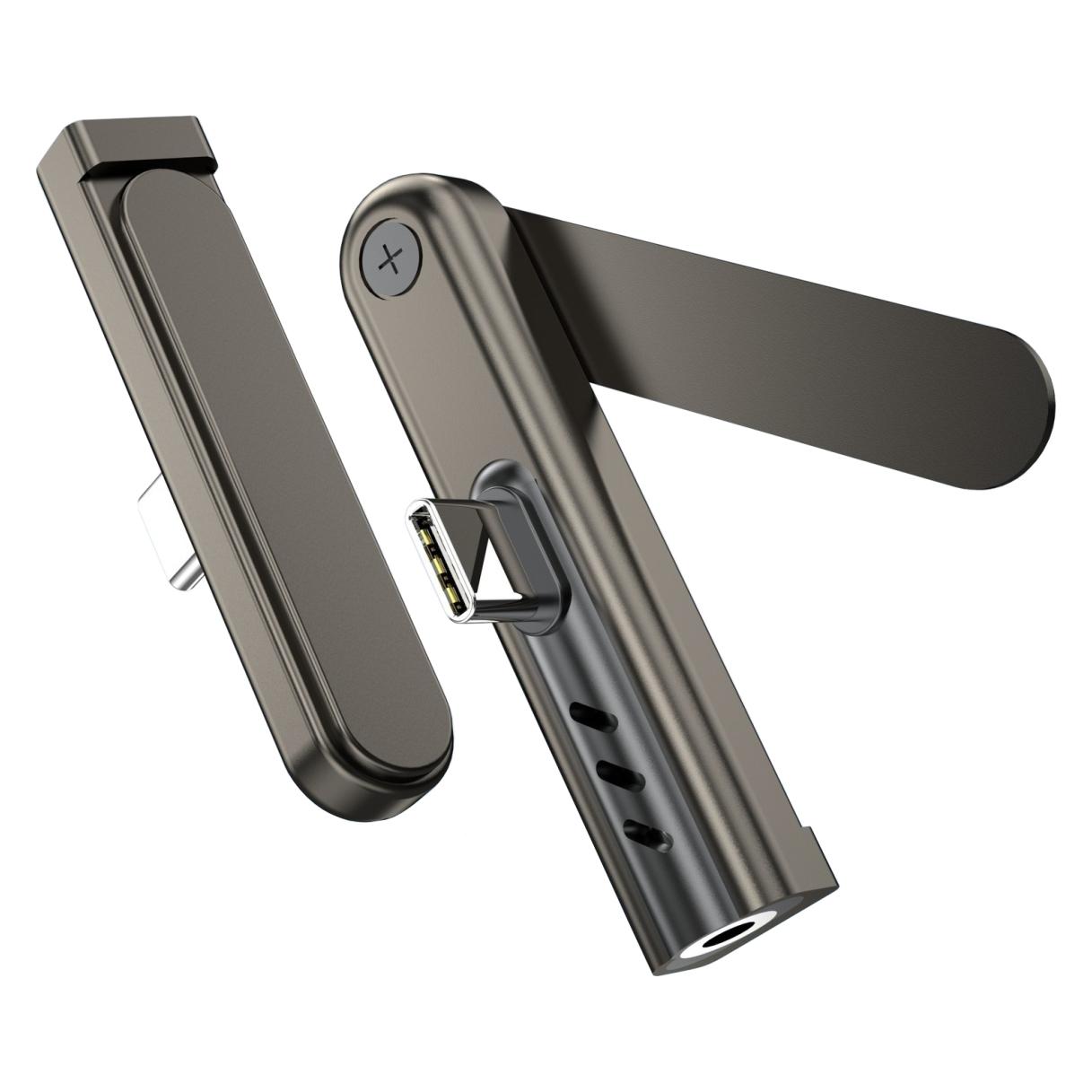 PowerGuard USB-C zu 3.5mm Audio Adapter mit Smartphone Stand Halterung (Digital -> Analog) (00036719)