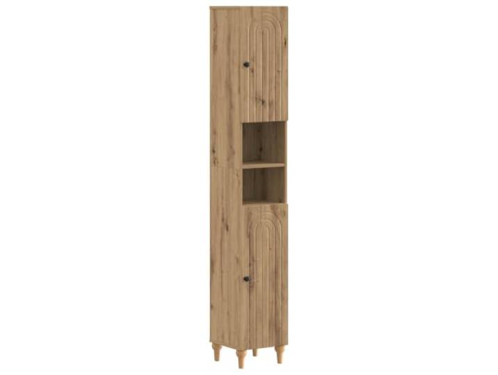 PUGYNBK Alkmaar 3-teiliges Badezimmermöbel-Set Behandeltes Holz, wendbare Türen, kompaktes Design, offenes Regal, einfache Reinigung