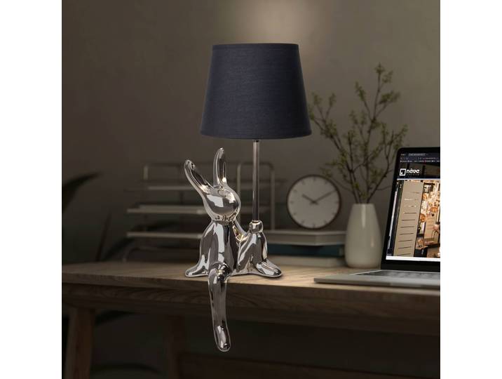 Näve Tischlampe Helge, chrom / silber, für Wohn- / Esszimmer, Keramik, Tischlampe