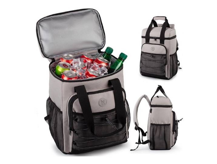 LuxusKollektion Kühltasche Kühlrucksack Isoliert Auslaufsicher Großkapazität Camping Grau
