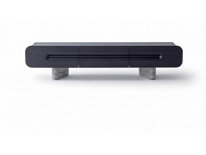 JVmoebel Lowboard Modernes TV Lowboard Schwarz Design Steinoptik Luxus Sideboard, Made in Europa