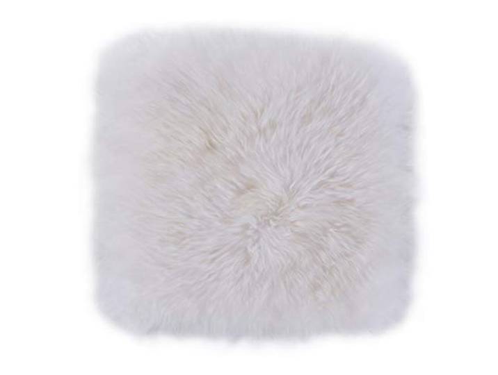 -LUXOR- living Sitzkissen, Schaffell echt, Lammfell, eckig 34 x 34 cm Weiß 1 Kissen, Obermaterial 100% Wolle, Rückseite gegerbtes Leder, Sitzunterlage für Stühle und Bänke