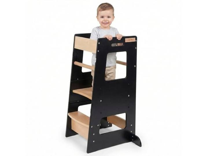 KiddyMoon Lernturm für Kinder ab 1 Jahr, Anti-Kipp-Schutz, 3-Fach höhenverstellbar, Schutzbügel, Montessori Küchenhelfer