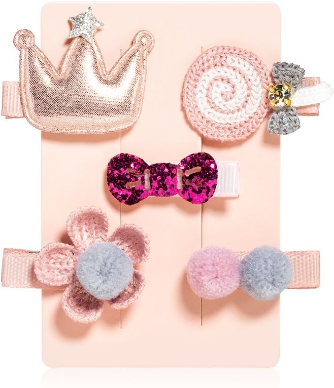 BrushArt KIDS Little princess hair clip set barrettes à cheveux Pink 5 pcs
