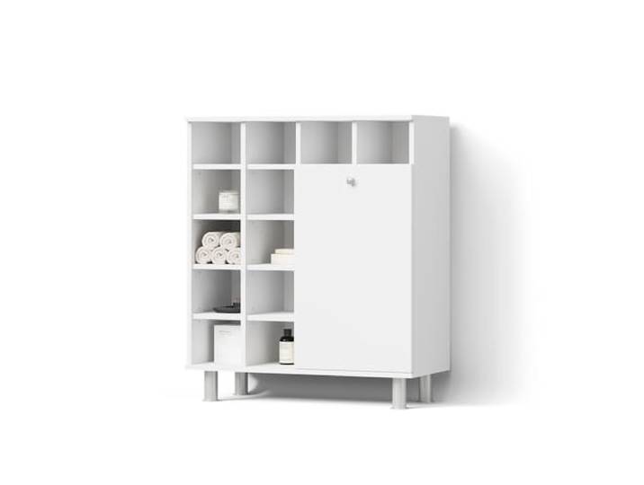 Livinity Badschrank Fucino , Weiß 78.4 x 91.6 cm 1 Schublade · Mit kippbarem Wäschekorb · 12 Ablagefächer · Übersichtliche Aufbewahrung · Übersichtliche Aufbewahrung