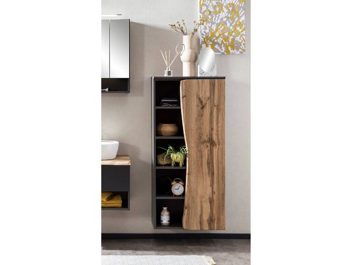 Armoire midi Stubach II 60 x 130 x 35cm Marron/Gris/Graphite
