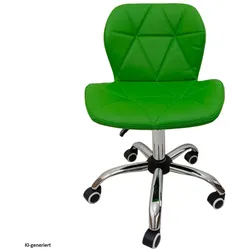 HTI-Living, Bürostuhl, Drehstuhl Neville Grün höhenverstellbar mit Kunstlederbezug und Hartbodenrollen (44 - 56.50 cm)