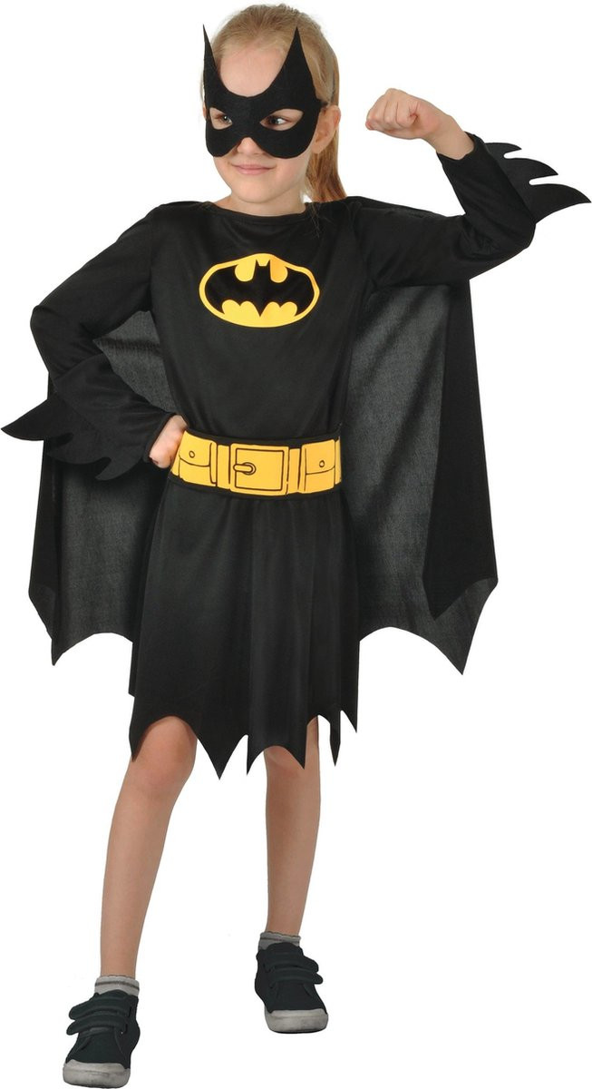 Orlob Batgirl Kostuum voor Kinderen met Vleermuisvleugels, 8-10 Jaar