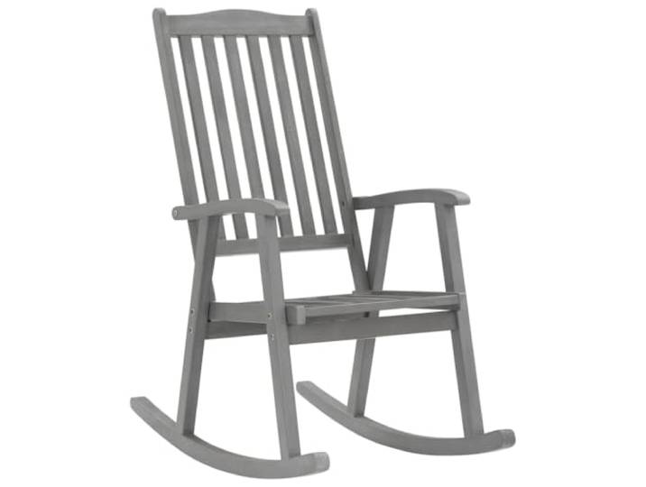 GFEROMRF Schaukelstuhl Mit Auflage Grau Massivholz Akazie Wetterbeständig, Hohe Rückenlehne, 110 kg Belastbar, Für Terrasse Und Wohnzimmer