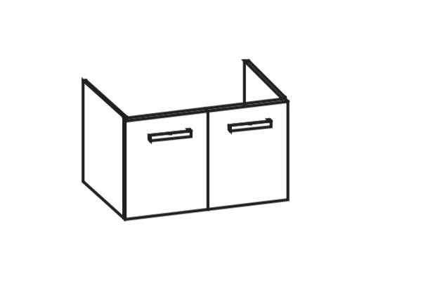 Artiqua 412 Waschtischunterschrank für Connect Air E0279, Stahlgrau, 412-WU2T-I62-7142-88 412-WU2T-I62-7142-88