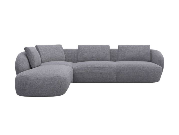Ecksofa, Silber, 296x237 cm, Chenille, L-Form & Ottomane links, Modern