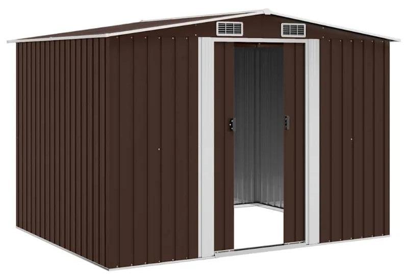 Gartengeräteschuppen - Metall Geräteschrank - Wasserdicht - 257x205x178 cm - Kunststoffrahmen - Braun