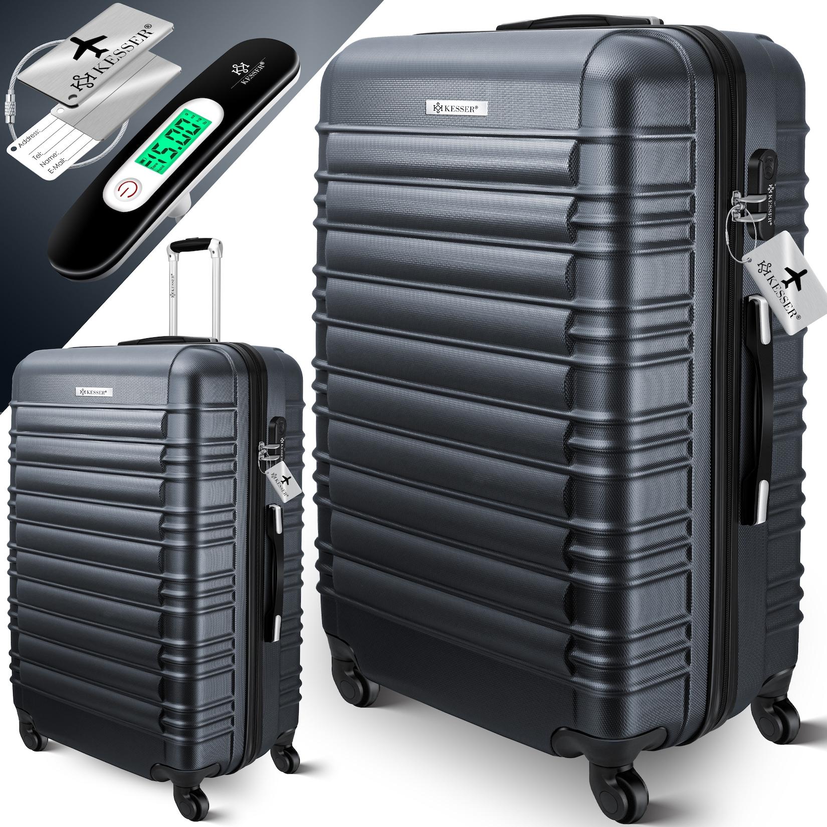 KESSER® Reisekoffer Hartschalen-Koffer Inkl. Kofferwaage + Gepäckanhänger Trolley Gepäck Rollkoffer Zahlenschloss 4 Rollen ABS-Hartschale Teleskopgriff