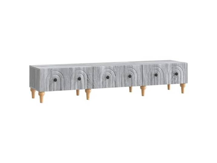 LMTYOENFG TV Lowboard Fernsehtisch 147x34,5x30cm Grau Sonoma Viel Stauraum für Medien im Wohnbereich und Schlafzimmer durch 3 Schubladen mit Griffen aus Stahl.