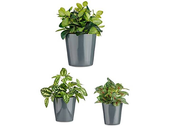 DKD Home Decor Set mit 3 Keramik-Blumentöpfen 14-17-22 cm