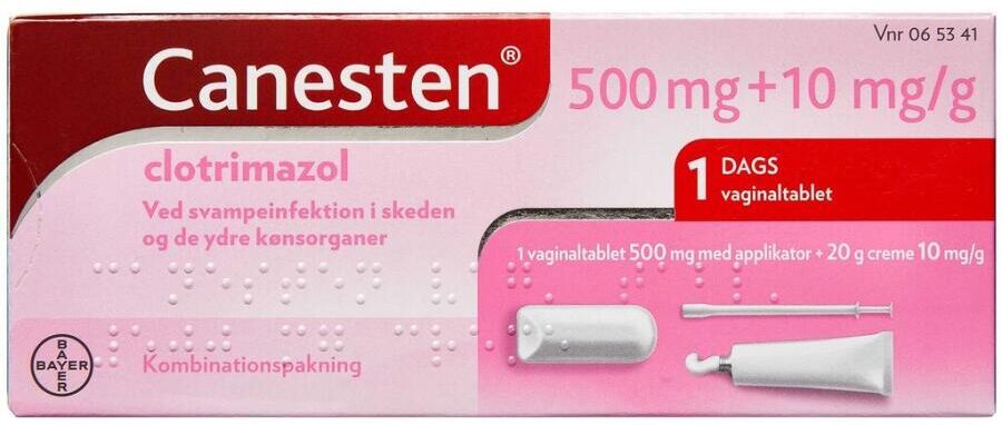 bayer Canesten 500 mg + 10 mg/g 1 pakning Vaginaltabletter og creme
