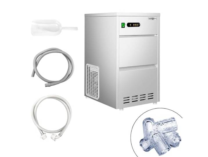 GGM Gastro Eiswürfelbereiter Hohlzylinder 24 kg/24 h Ideal für den Dauereinsatz, robuste Edelstahlbauweise, steckerfertig, zeitsparende Reinigung, effiziente Luftkühlung