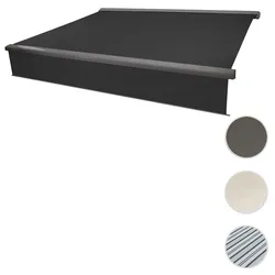 Elektrische Vollkassetten-Markise T124, 4x3m ausfahrbarer Volant ~ Polyester anthrazit, grau
