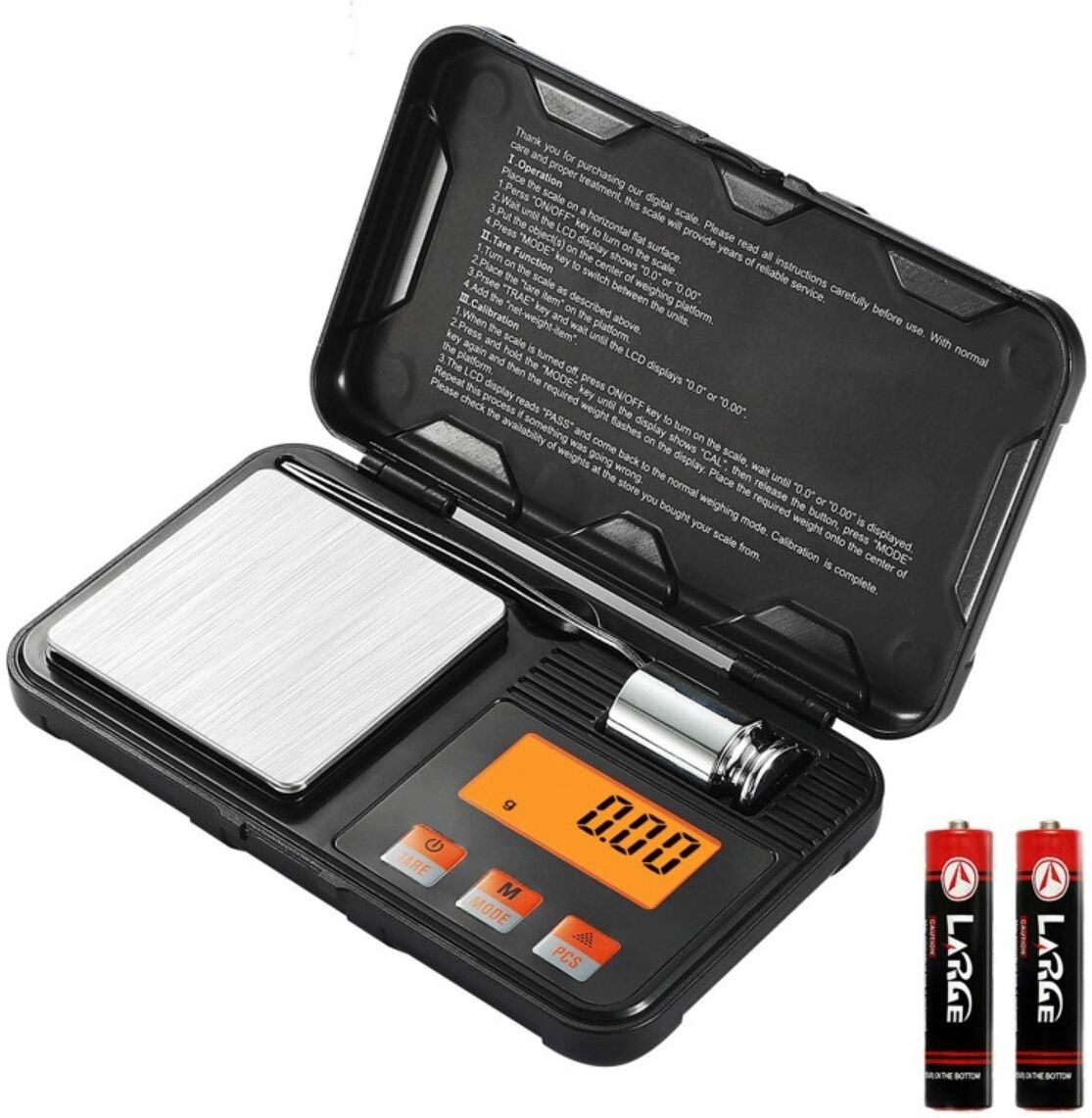INF Mini balance bijoux, libellés en anglais, 200g/0.01g - Balance numérique de poche portable, plateau acier inoxydable,