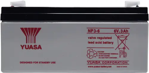 Yuasa NP3-6 NP3-6 Bleiakku 6V 3Ah Blei-Vlies (AGM) (B x H x T) 134 x 64 x 34mm Flachstecker 4.8mm Wartungsfrei