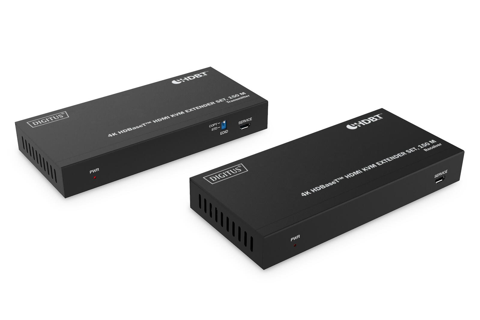 Digitus HDBaseT KVM Extender Set, 150 m 4K/60Hz, USB 1.1, PoC, IR, schwarz DS-55522