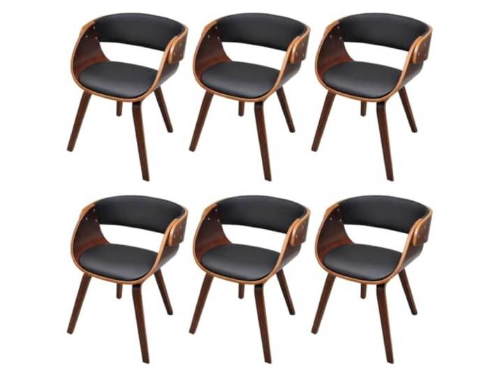 KUTYWEXFM Esszimmerstühle 6er Set Braun Kunstleder Polsterstuhl Komfortable Armlehnenstühle mit pflegeleichtem Bezug für Esszimmer, Küche oder Leseecke. Set aus 6 Polstersesseln.